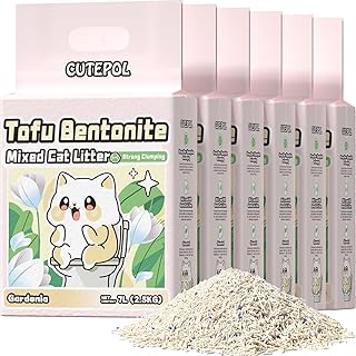 Mixed 4-in-1 Clumping Cat Litter 33 lb, Odor Control and Rapid Clumping, Water Absorbent and Flushable, Dust-Free, Multi-Cat, Bentonite Tofu Cat Litter, Jasmine Scent, 5.5lb/Pack
