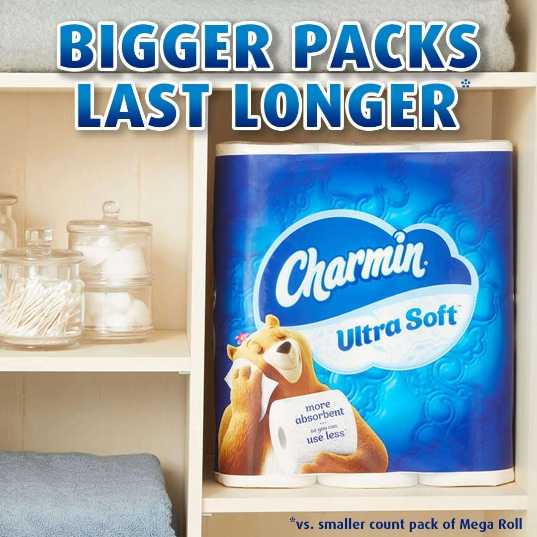 Charmin Ultra Soft Toilet Paper, 9 Mega Rolls = 36 Regular Rolls
