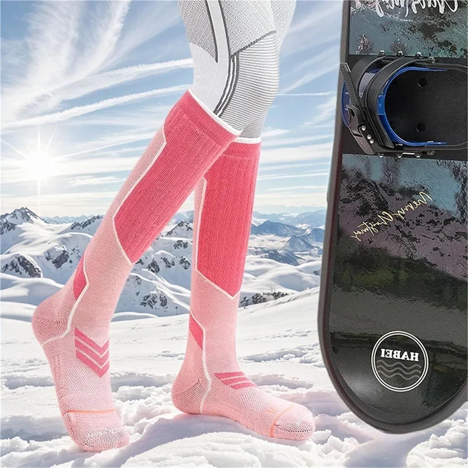 Chaussette Ski Chaussettes de Ski for Femmes, Chaudes, Coupe-Vent, Respirantes, Souples, for Adultes, résistantes, antidérapantes, for Le Sport et Snowboard(Green)