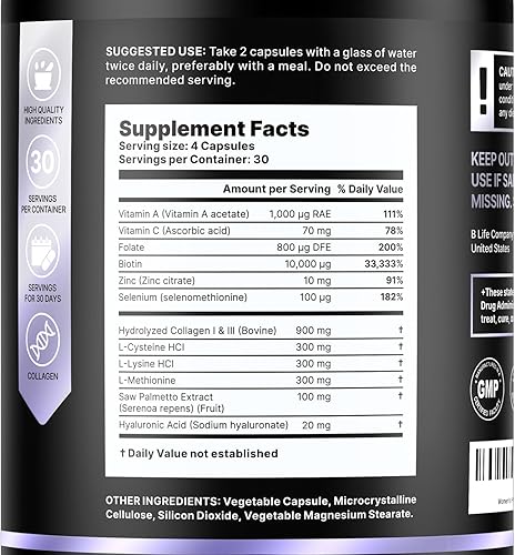 Miniatura 2 de Vitaminas para el cabello para la pérdida de cabello para mujeres  Biotina 10000 mcg  Tratamientos para el crecimiento del cabello para mujeres