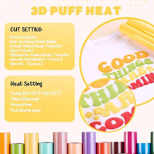 Miniatura 5 de Tintnut Vinilo de Transferencia de Calor Inflado - 10 pulgadas x 6 pies Rollo HTV Inflado 3D Maíz Dulce Vinilo de Transferencia de Calor Espumoso