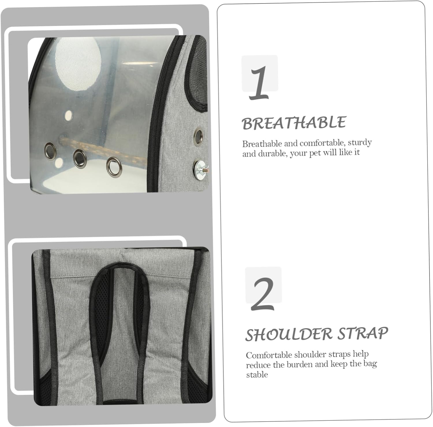 Totority Bird Carrier Backpack Comfortable Travel Cage for Parrots Detachable Stand Design Shoulder Strap Breathable and Portable Parrot Carrier Bag Gray