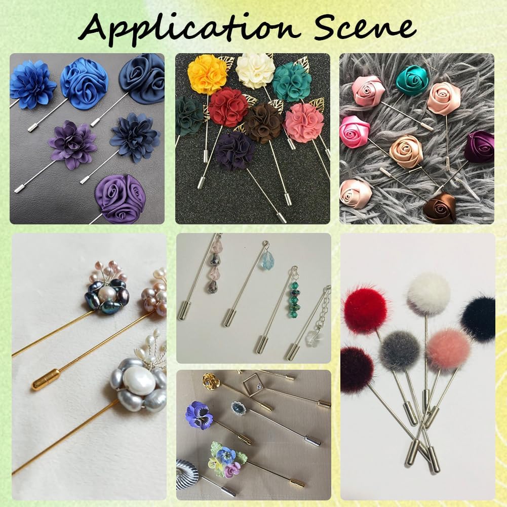 SUNNYCLUE 1 Box 100Pcs 4 Colors Stick Pin End Brooch Pin Caps Rose Gold Silver Metal Brass Lapel Brooches Sticks Backing Locking Stopper Ends with Rubber Inside for Jewelry Making DIY Craft Findings