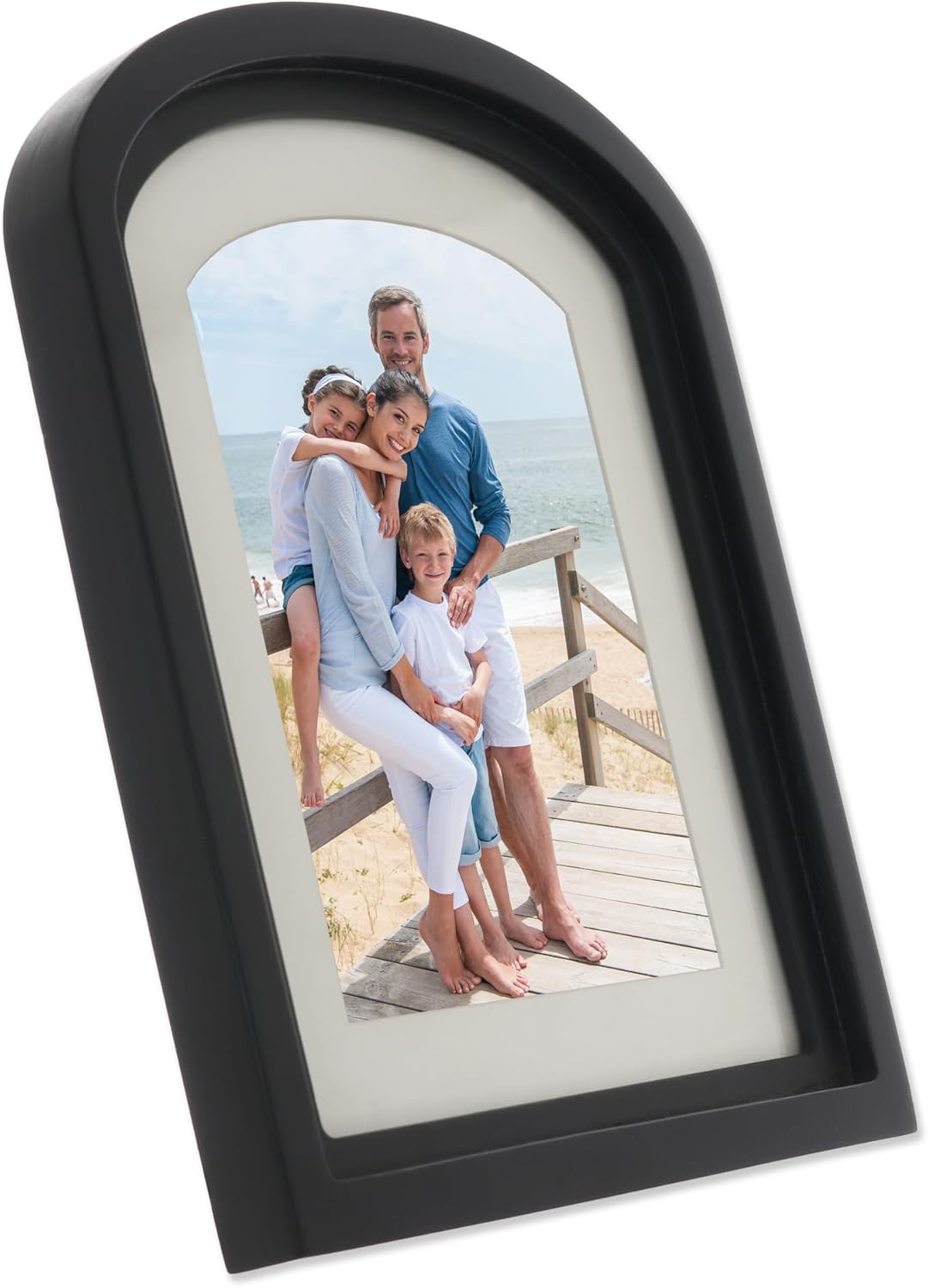 Arch Top Matted Wood Picture Frame, Black, 5x7