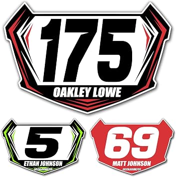 MxNumbers Custom BMX Insight Plate Decals Multicolor Racing Graphics, Vision2