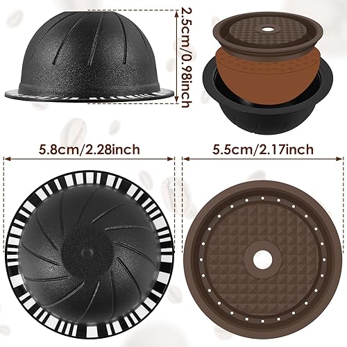 Miniatura 8 de 4 cápsulas de café reutilizables para Nespresso Vertuo con tapas de silicona, cuchara y cepillo, cápsulas de café recargables de grado alimenticio