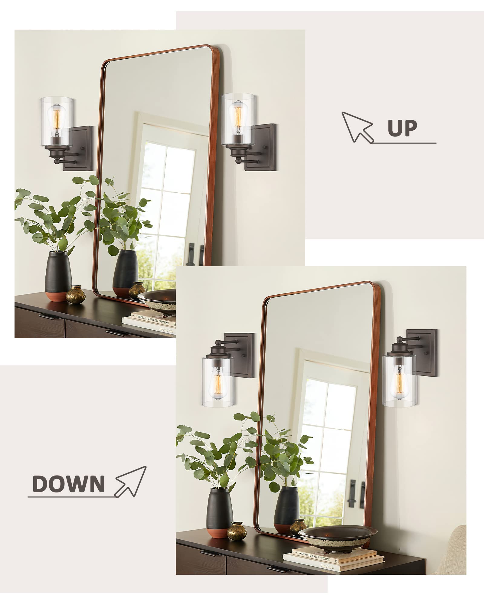 Bathroom Vanity Light, HWH 1 Light Wall Sconce Lamp Over Mirror