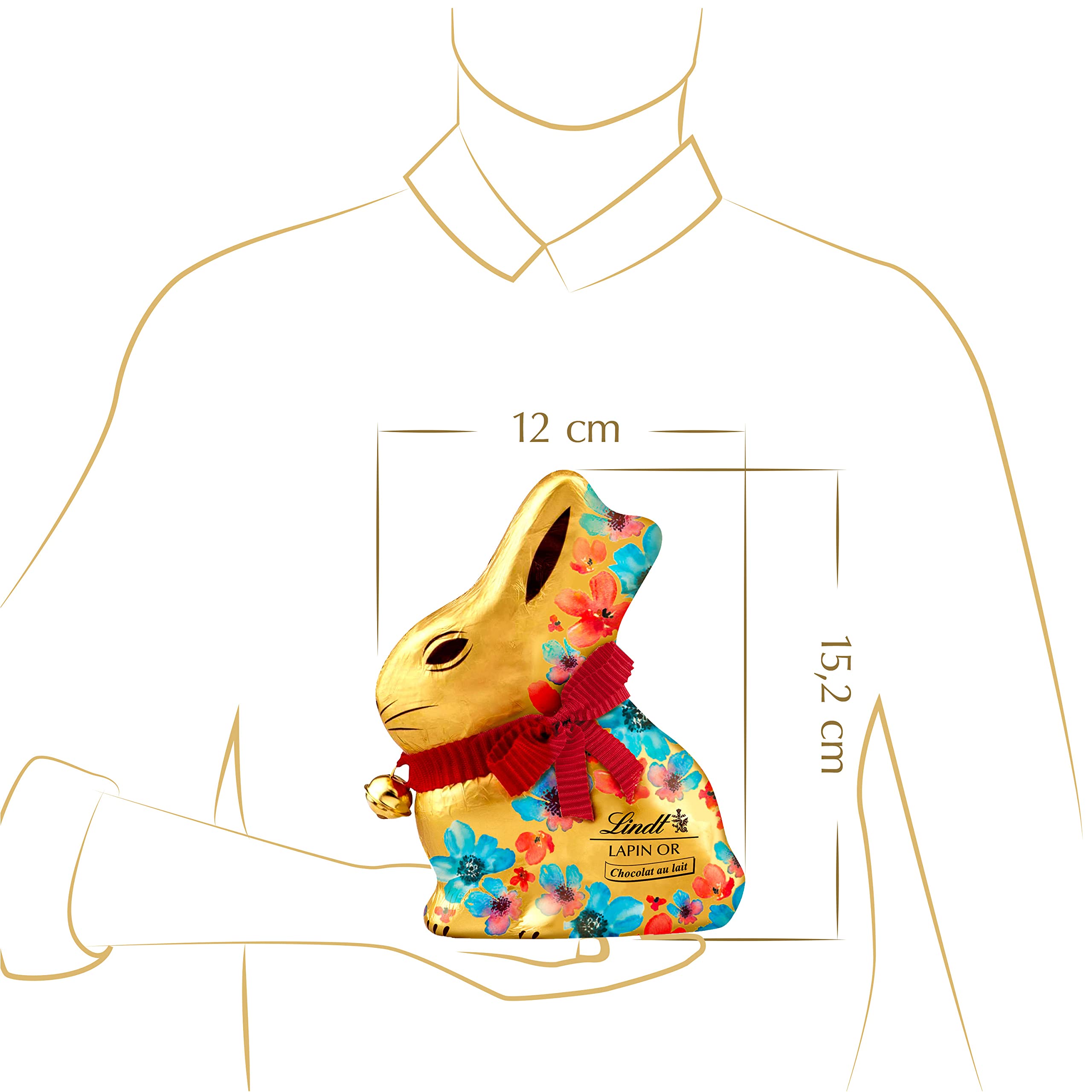 Lindt - Moulage LAPIN OR Edition Fleurs - Chocolat au Lait - Idéal pour Pâques, 200g