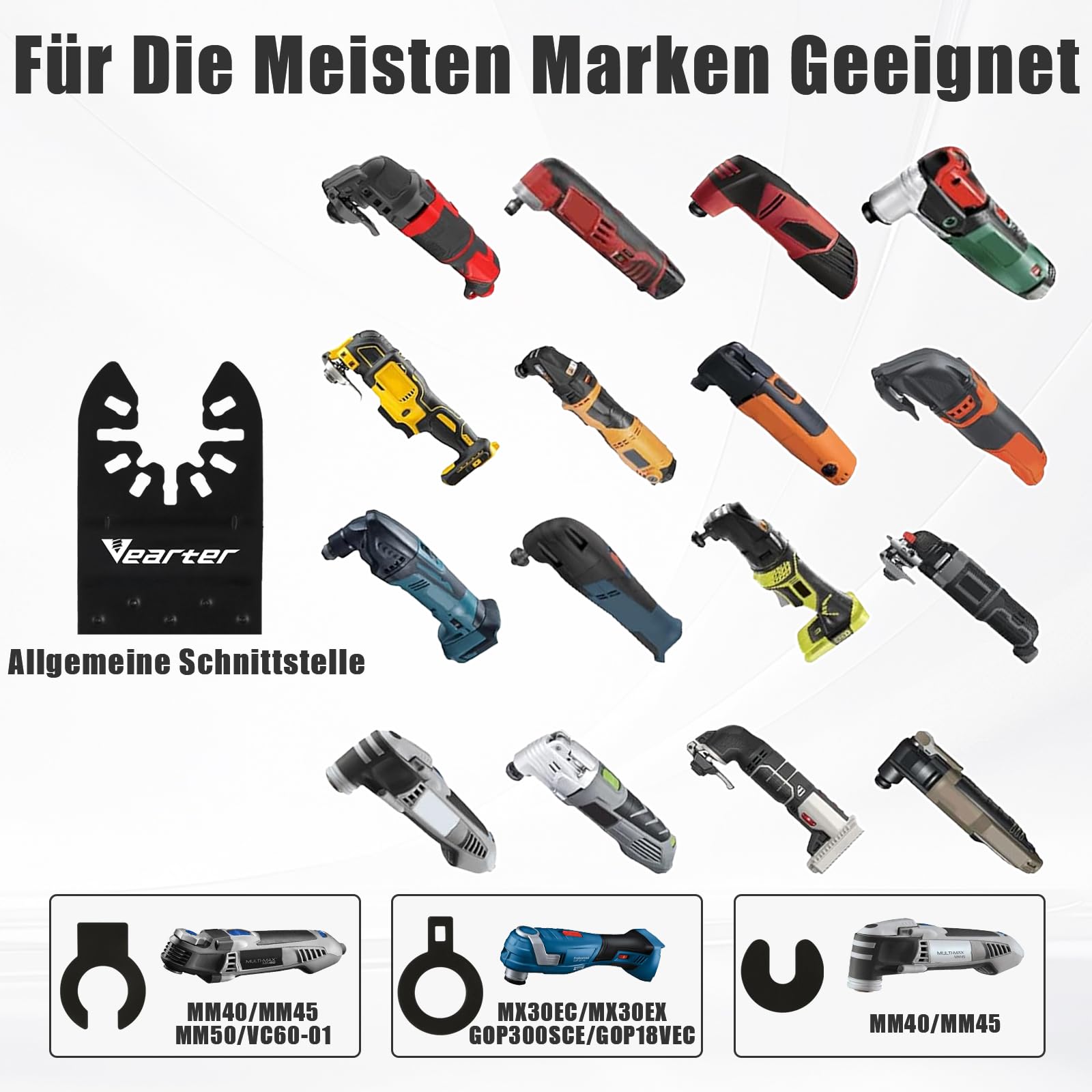 5 Stück Diamant Multifunktionswerkzeug mit Adapter, Multitool Sägeblätter Oszillationswerkzeug für Keramikfliesen, Hohlziegel, Zement, weiche Fliesen, Mauerwerk