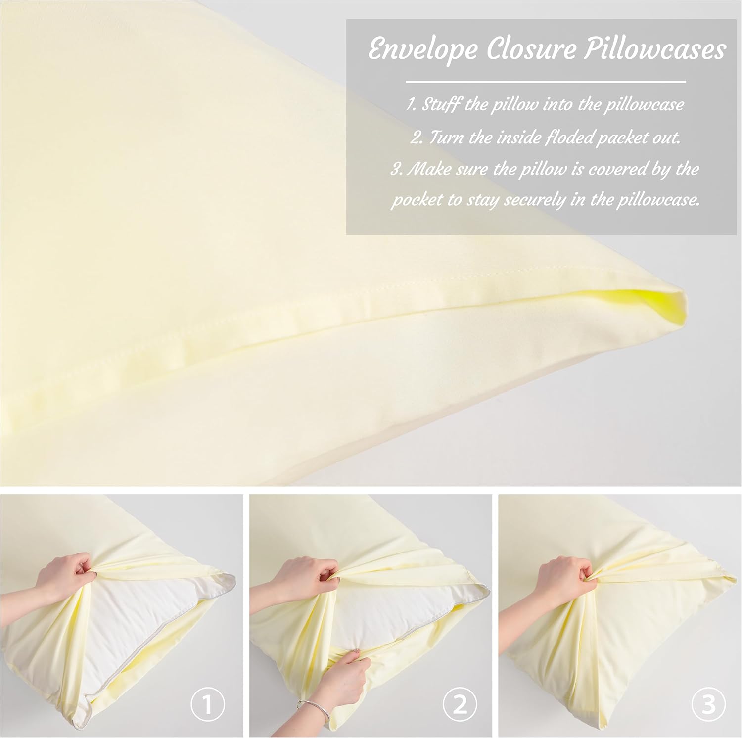 NTBAY Body Pillow Cases Set of 2, 2 Pack Brushed Microfiber 20x54 Pillow Cases, Soft, Wrinkle, Fade, Stain Resistant Ivory Pillow Cases with Envelope Closure, 20x54 Inches, Ivory - Image 2