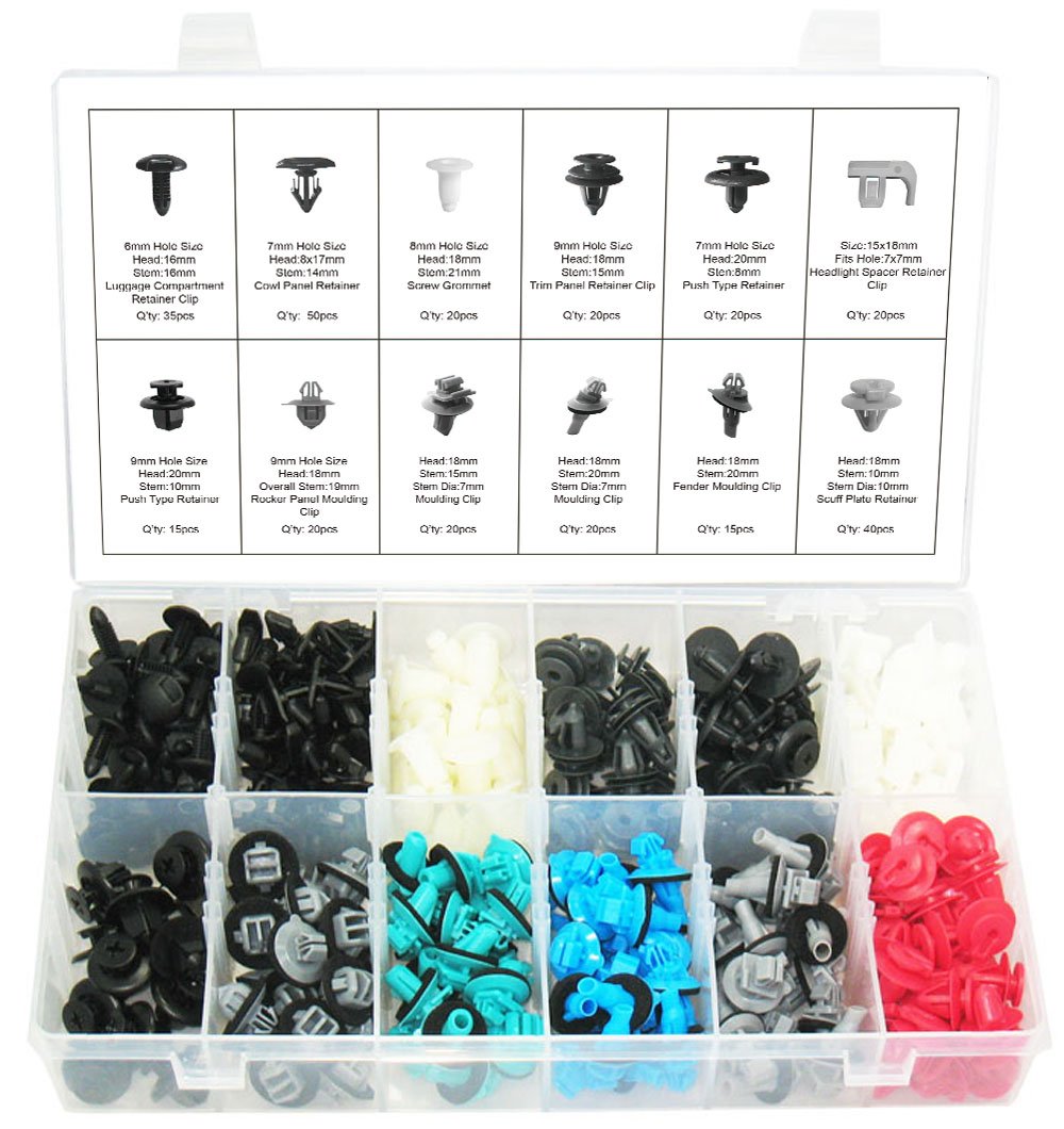 Swordfish 60370 295pc Auto Body Interior and Exterior Retainer Fastener Clip Assortment for Toyota
