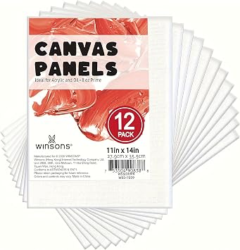 Winsons Artist-Grade Triple-Primed Canvas Panels - Pre-Primed for, Oil, Watercolor, Gouache Paints - Thick Painting Paper Sheets for Professional Artists, Hobbyists, Calligraphy & Drawing 11in*14in