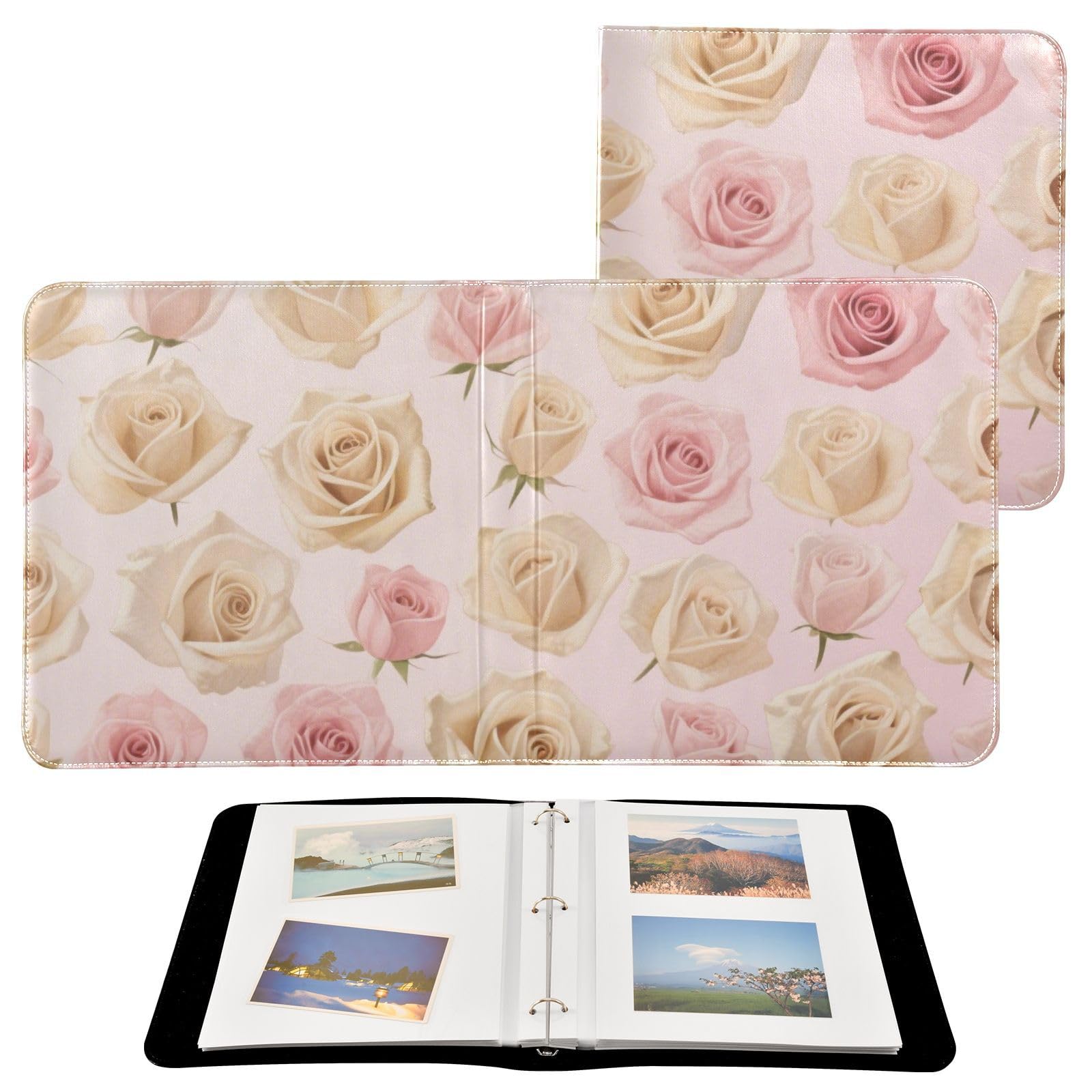Photo Album 4x6, 5x7,6x8,Artificial Leather Photo Albums with 20 Detachable Sheets Rose Print for Family Wedding,Multi 28