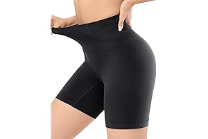 Women's Mid-Waist Body Shaper Shorts: Black Girdle Spanks Shapewear