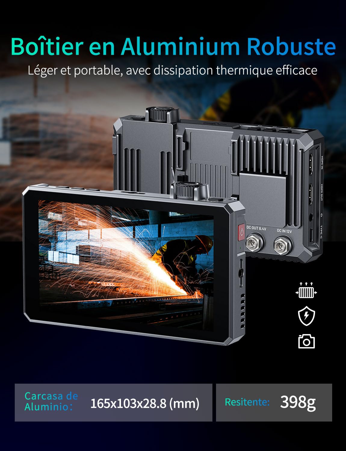 FEELWORLD SC6 3G-SDI Ecran Appareil Photo 6 Pouces Tactile 1500Nit Full HD 1920x1080 IPS Moniteur Camera avec 4K 60Hz 3D LUT HDR,Boîtier en Aluminium,Inclut Batterie F750 4400mAh et Sac