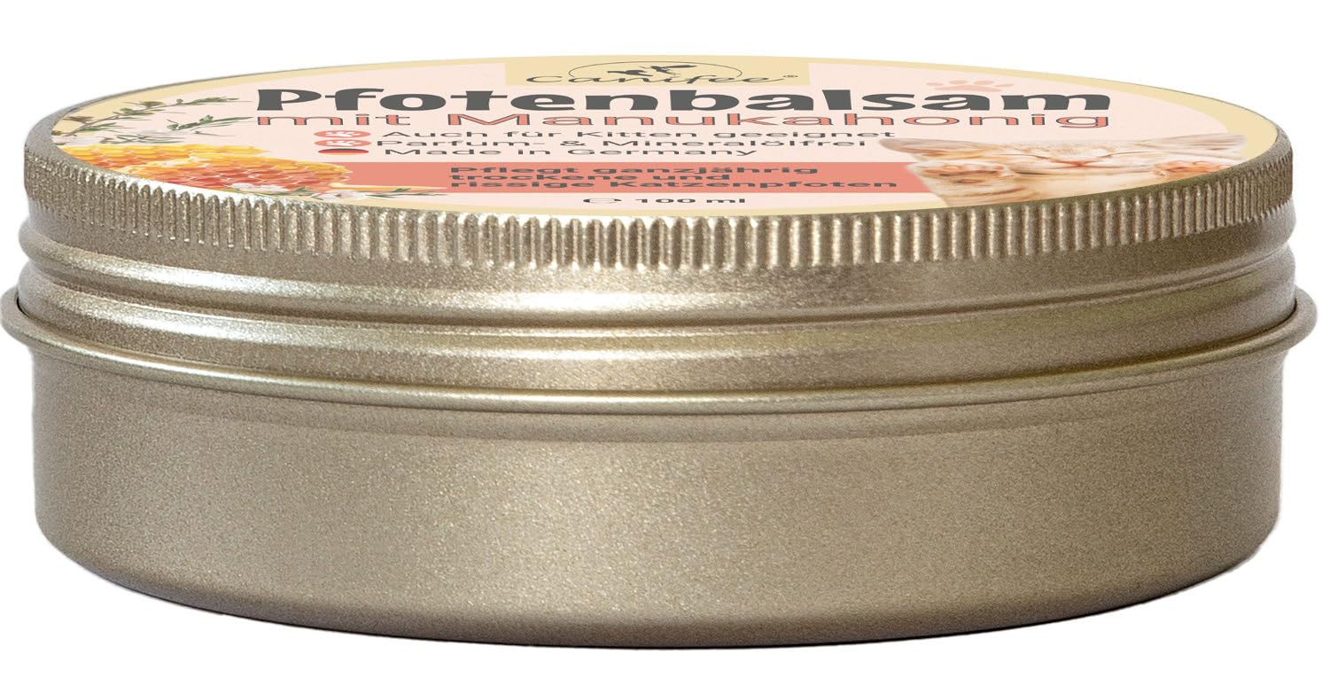 Baume Coussinet Chat Boîte de 100ml de Baume au Miel de Manuka, sans Parfumé et sans Huile - Creme Coussinet Chat - Hygiène et Santé du Chat - Protection Patte Chat - Patte de Chat