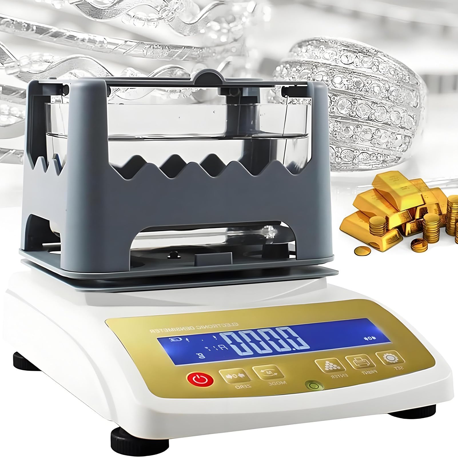 DUMIPME Gold Purity Tester Machine, Digital Karat Detector & Gravimetric Density Meter, Authenticity Verifier for Bullion, Jewelry, Coins, 0.01g/0.001g Weighing Precision for Lab Accuracy 300K