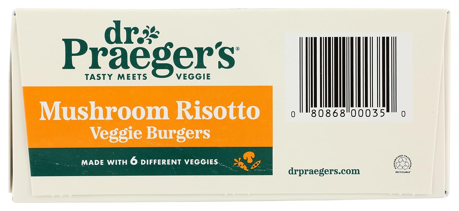Dr. Praeger's, Mushroom Risotto Veggie Burgers, 2.5 Ounce, 4 Count