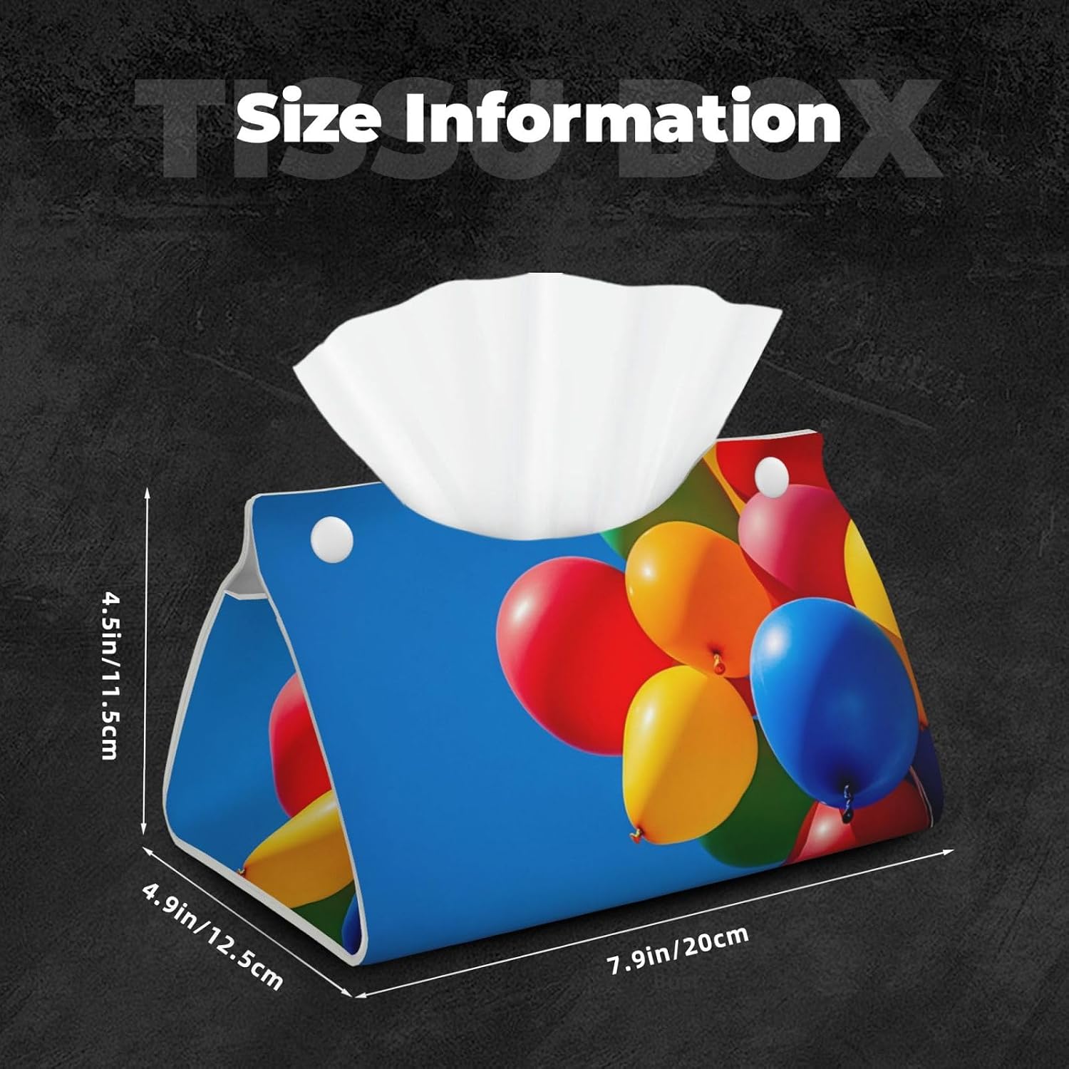Colorful Balloons Blue Sky - Long Tissue Box Cover, Leather Tissues Cube Box Holder, Box Tissue Dispenser Decor Accessories for Bathroom,NightStand,Desk, Home,Office image 5