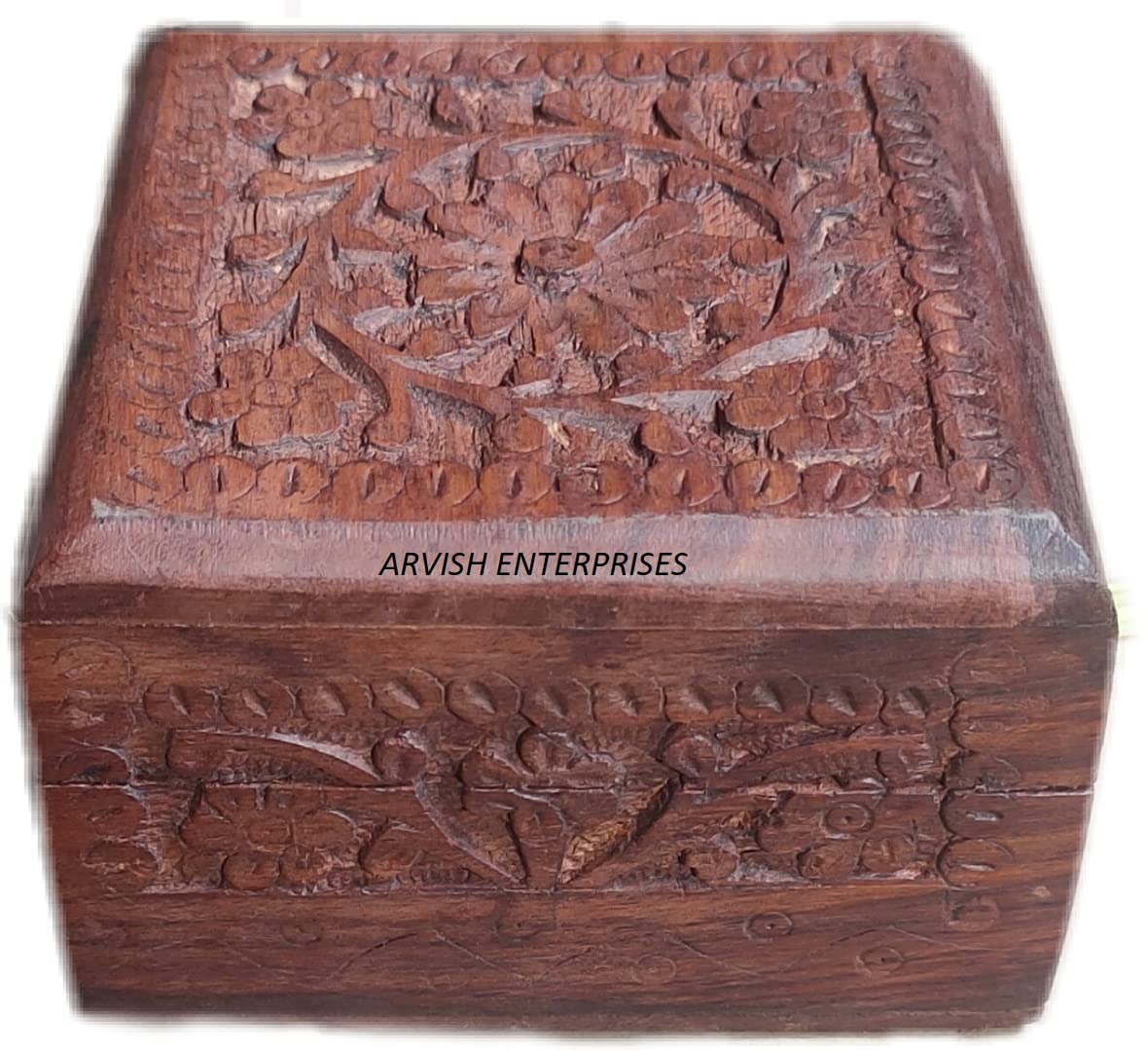 ARVISH ENTERPRISES Handmade Wooden Watch Box for Men & Women Jewel Organizer Hand Carved with Intricate Full Kashmiri Carvings Design - 4 Inch (B0BHWLTH1N) Amazon Price History, Amazon Price Tracker