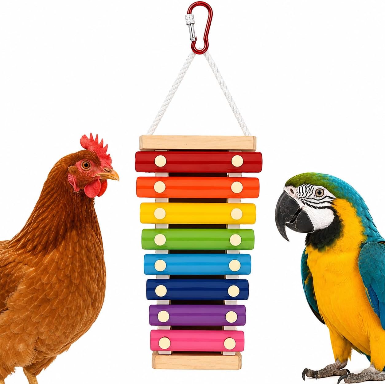 Chicken Xylophone, 8-Key Hanging Coop and Bird Cage Toy