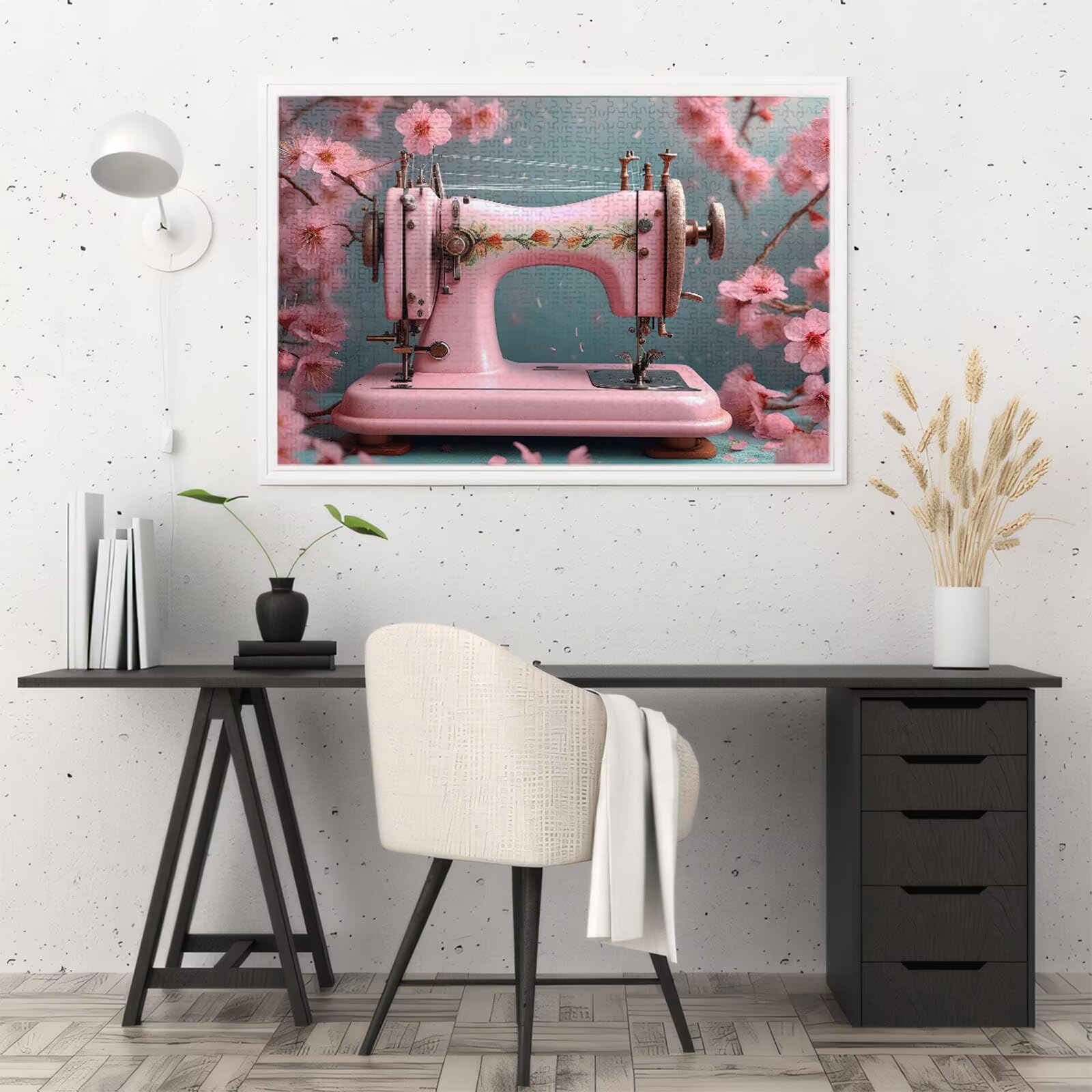 5000 sztuk puzzli dla dorosłych, kreatywne niemożliwe puzzle dla dorosłych początkujących, duża drewniana układanka z plakatem i pudełkiem do przechowywania, wystrój domu, motyw: maszyna do szycia i