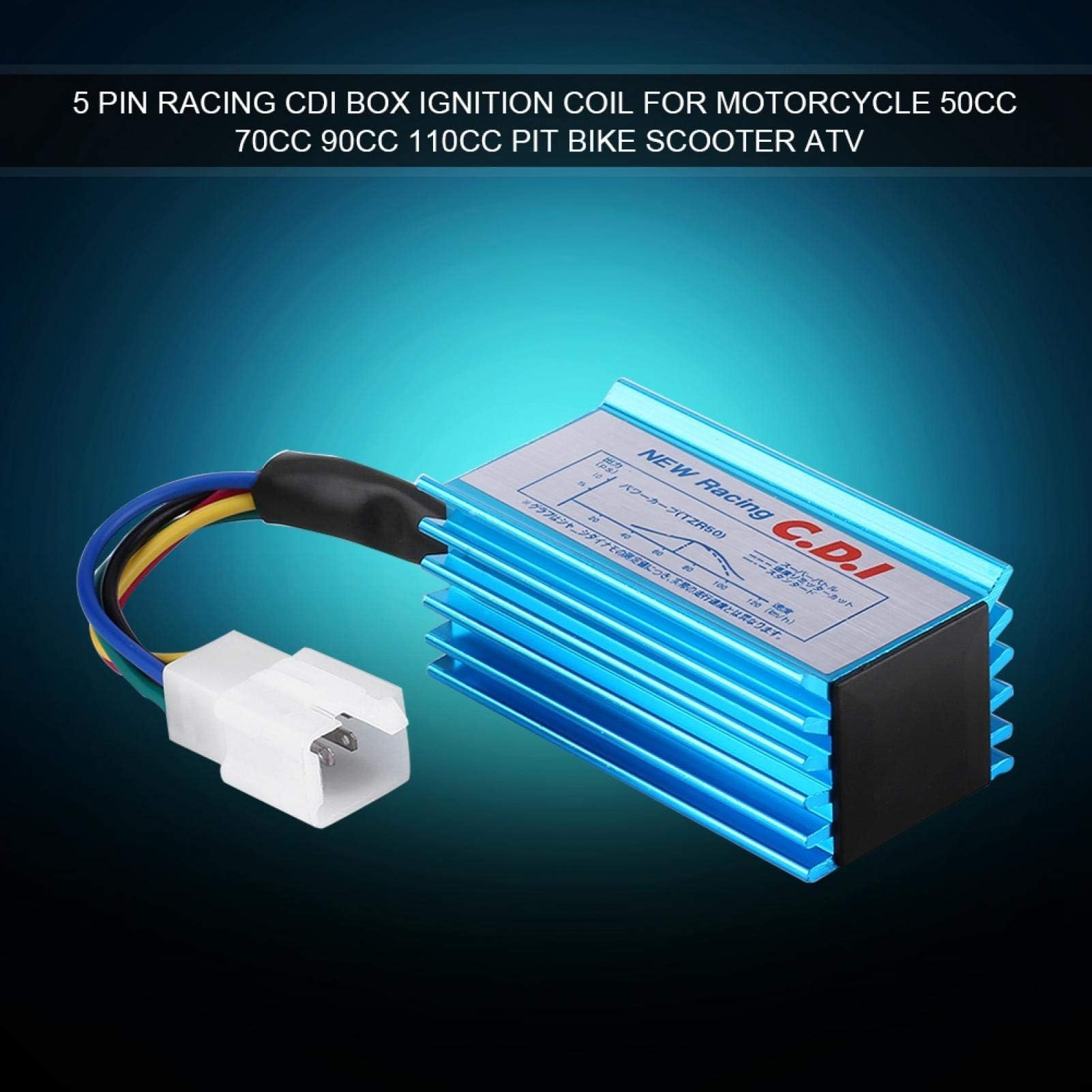 Atv Box, 5 Pin Blue Easy To Install Cdi Box, 50cc 70cc 90cc 110cc Pit Bike Scooter ATV for Motorcycle Increase Ignition Energy Intensity