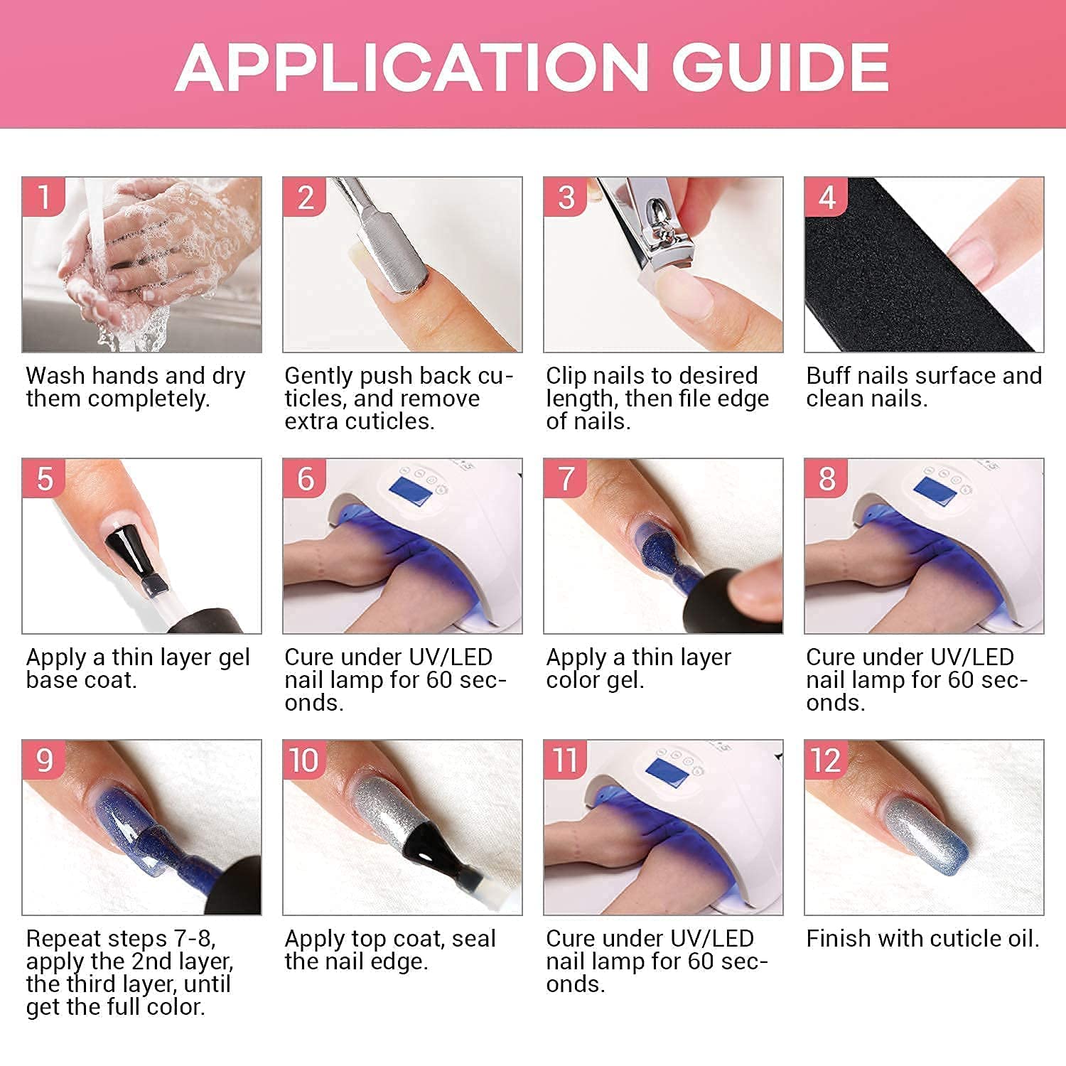 modelones Poly Gel Nail Kit 6 Colors with 8 W Nail Lamp Poly Extension Gel Red Pink Black Green Glitter Complete Starter Kit for Beginner DIY Salon Quality Manicures