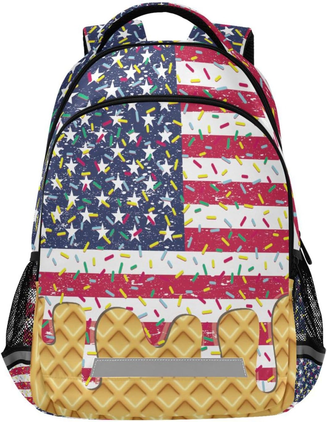 Travel Laptop Backpack Lightweight Business Computer Backpack Flag Ice Cream Drip College School Bookbags Daypack with Safety Reflective Strip for Men Women