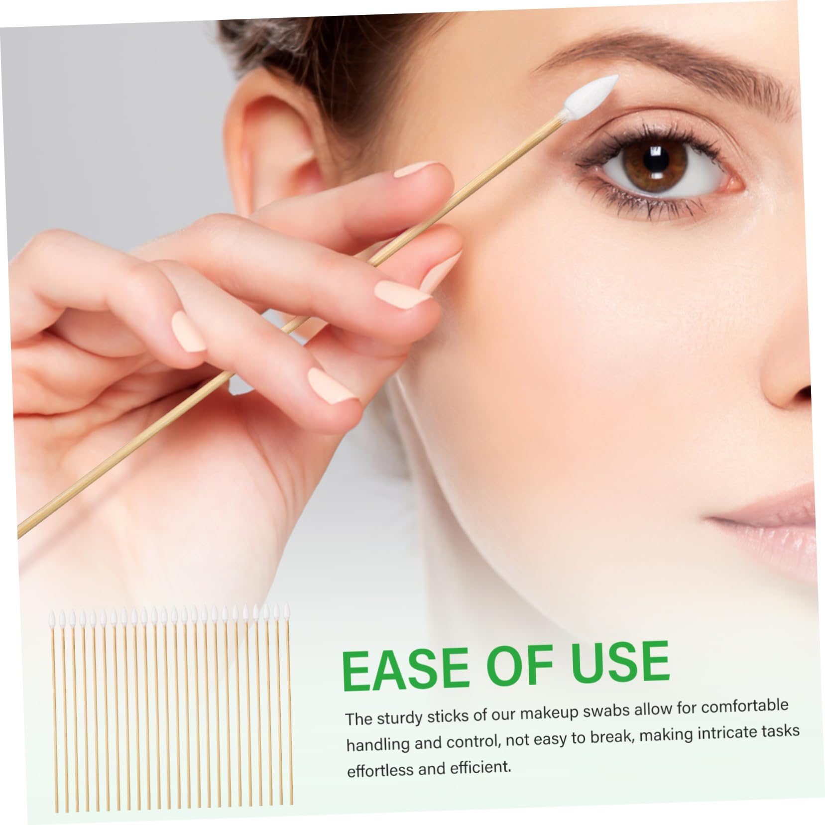 FOMIYES 1000 Piezas bastoncillo de algodón bastoncillos de algodón de precisión brotes algodon control Hisopos desmaquillantes de ojos hisopo de algodón con punta puntiaguda Madera