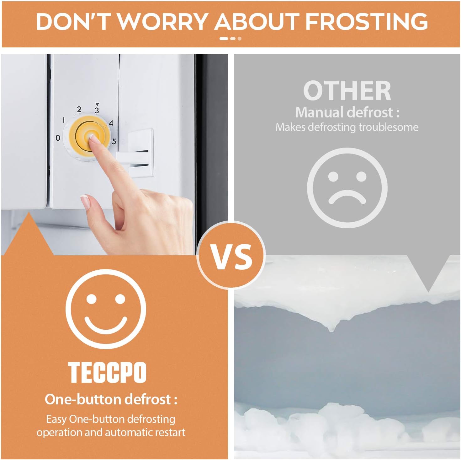 TECCPO Mini Fridge TAMF33, 4.5 Cu.Ft Mini Fridge with Freezer, Energy Star, Auto Defrost, Super Quiet, Small Refrigerator for Dorm, Bedroom