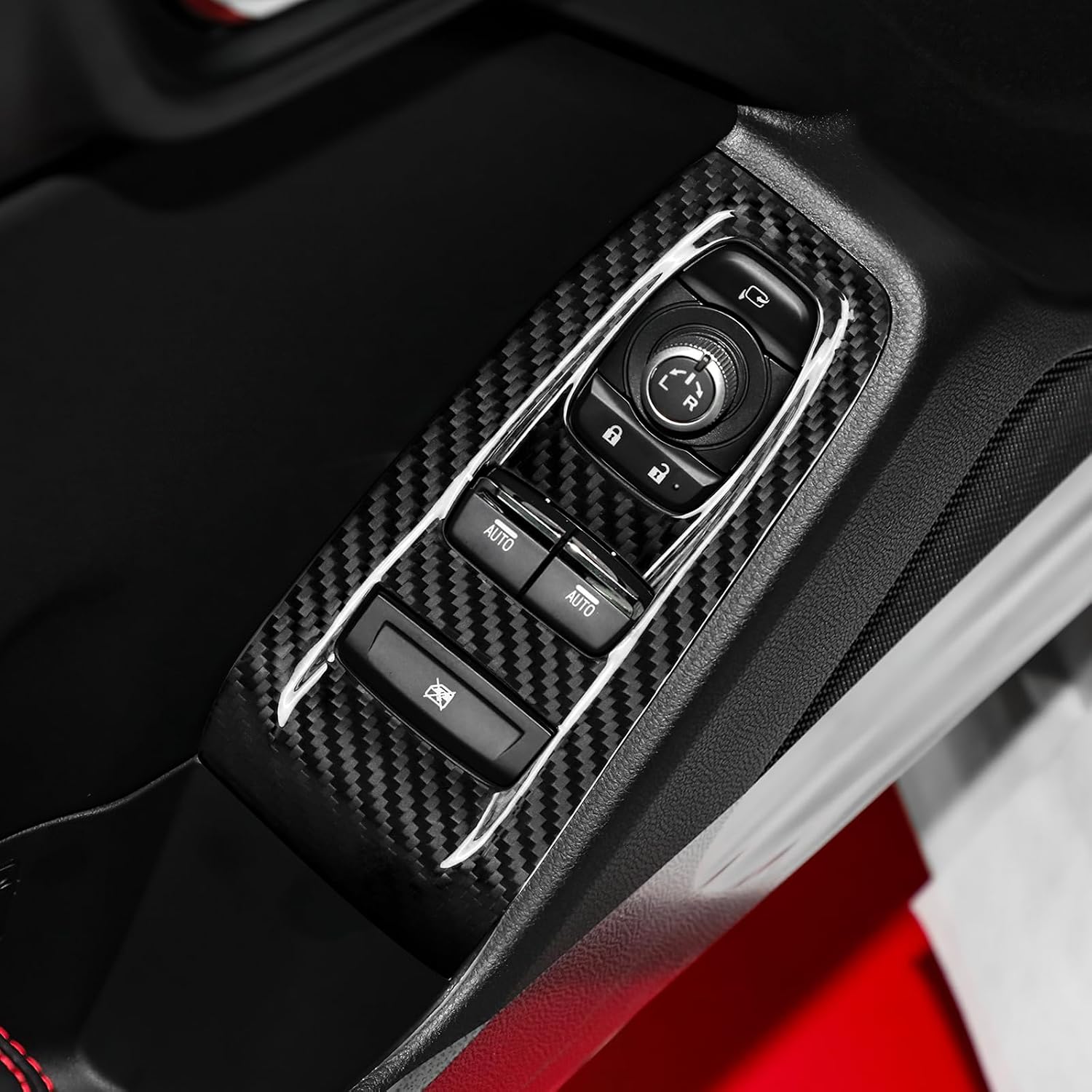 AIRSPEED Hard Carbon Fiber for Subaru BRZ Toyota GR86 2021 2022 2023 2024 2025 Car Door Window Control Button Frame Cover Center Console Interior Trim Accessories, Black