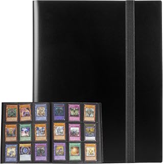GEAoffice Card Binder, 9 Pockets Trading Card Album Folder, 360 Side Loading Pocket Binder for Yugioh, MTG and Other TCG, Black