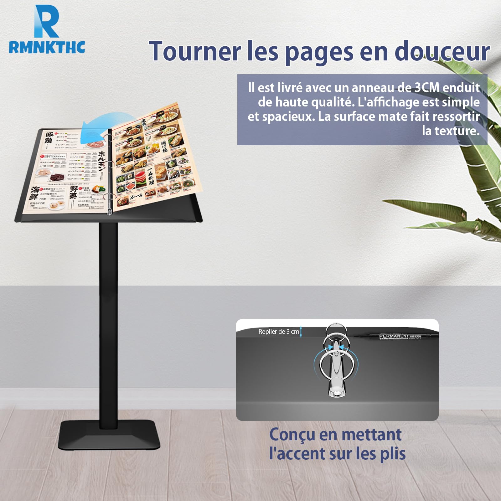 Présentoir pour menu d'extérieur en métal - Résistant aux intempéries - Avec kit d'outils - Support pour restaurant, café, boutique (Noir)