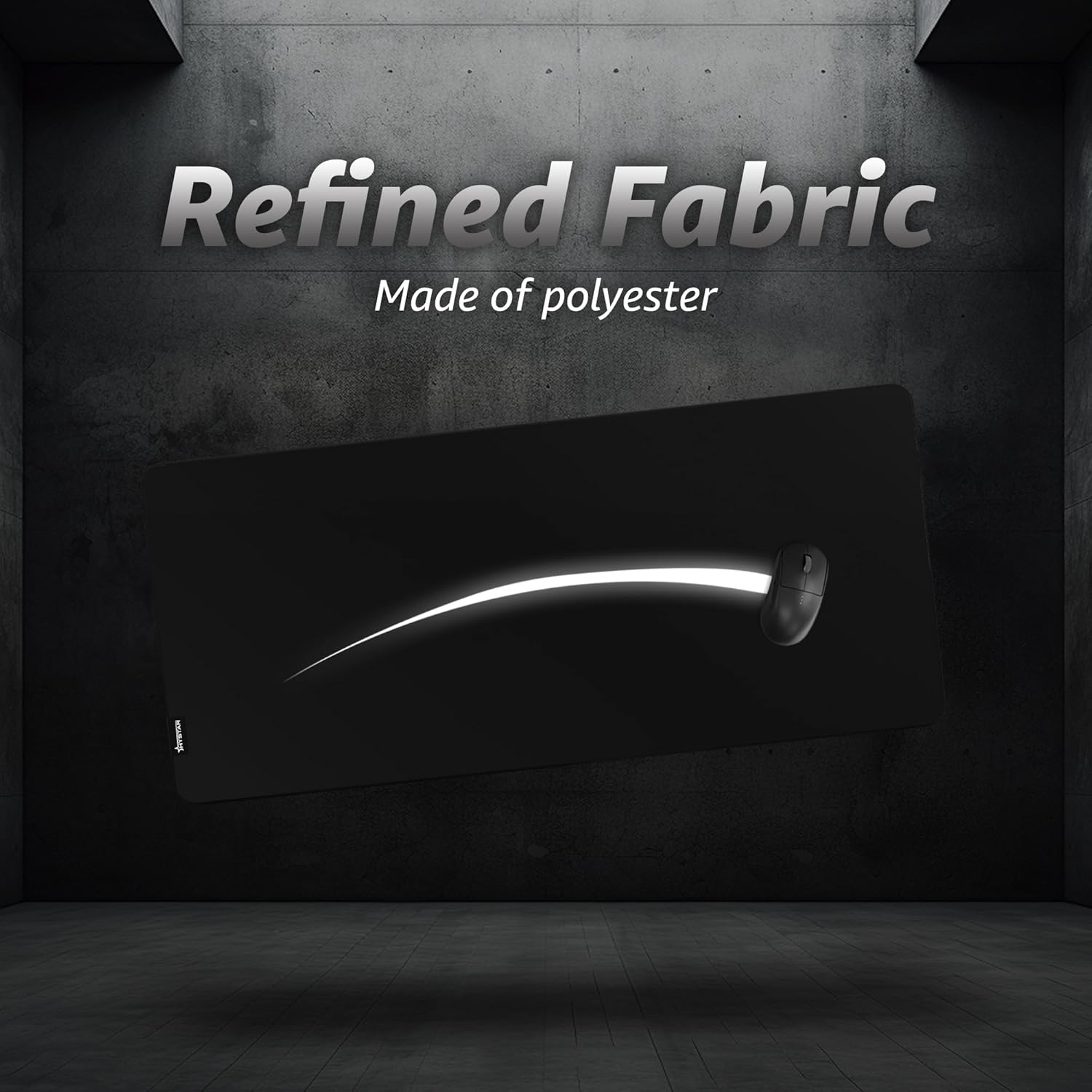 Hystar® Extended Gaming Mouse Pad | XXL 36" x 16" | 5mm Thick, Waterproof Surface, Smooth Polyester Fabric, and Natural Rubber Base | Classic Black