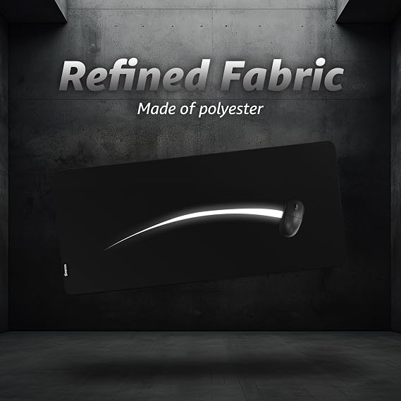Hystar Extended Gaming Mouse Pad | XXL 36 x 16 | 5mm Thick, Waterproof Surface, Smooth Polyester Fabric, and Natural Rubber Base | Classic Black