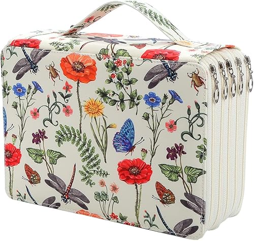 Lbxgap Estuche organizador portátil de 250 ranuras con patrón de impresión para bolígrafos o marcadores de acuarela, estuche organizador para