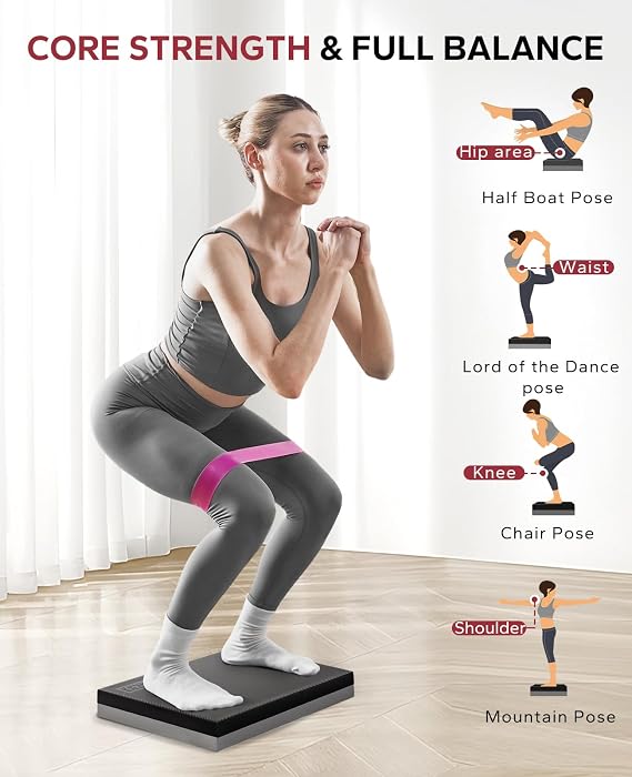 HAPBEAR Home Fitness Set: 15x12 Non-Slip Stability Balance Pad + 72x30 Dual Color PVC Anti-Slip Yoga Mat (w/Bonus Mesh Bag)