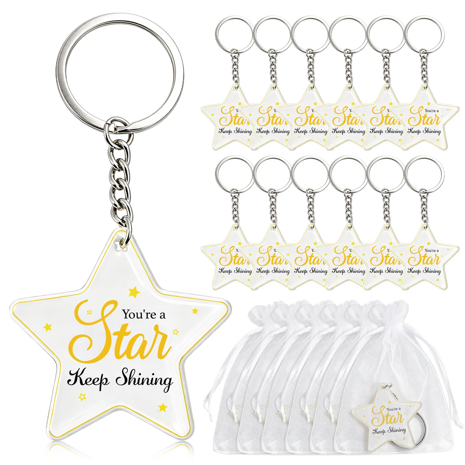 Doorio Unisex Kids B 30 Sets School Leaver Gifts End Of Term Acrylic Star Keyrings Graduation Gifts For Children Students Leaving Gifts From Teachers Graduation Party Favours (B)