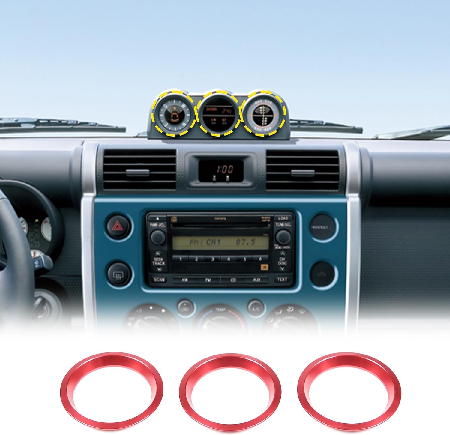 Center Console Dashboard Trim Ring Fit for Toyot@ FJ Cruiser 2007-2021 image 3