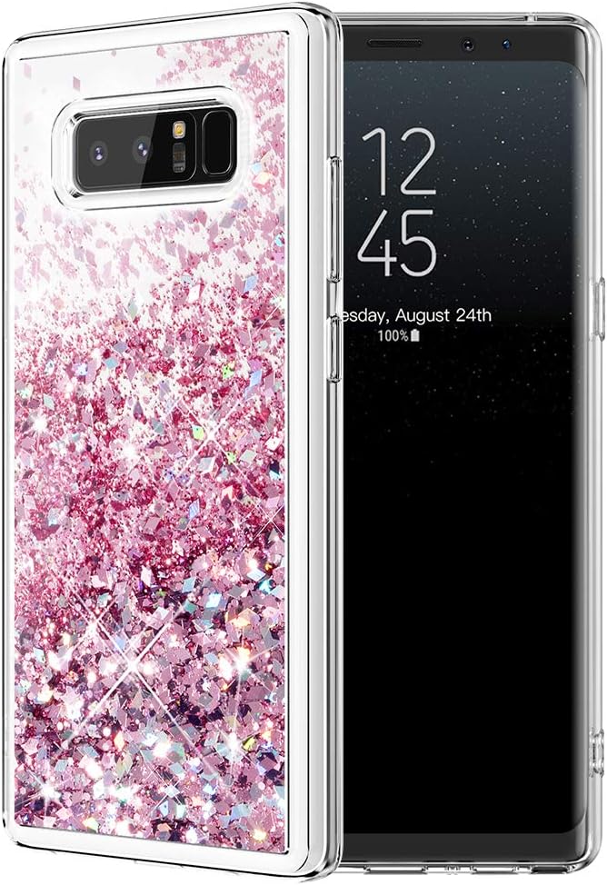 Galaxy Note 8 Case, Caka Galaxy Note 8 Glitter Case Girls Luxury Fashion Bling Flowing Liquid Floating Sparkle Glitter Cute Soft TPU Case for Samsung Galaxy Note 8 (Rose Gold)