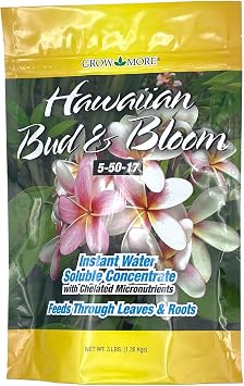 Grow More Urea-Free Hawaiian Bud and Bloom 5-50-17 Fertilizer - 3lbs of Water Soluble Bloom Booster Fertilizer for Flowers - High Phosphorus Flower Food for Enhanced Bud Formation & Vigorous Blooms