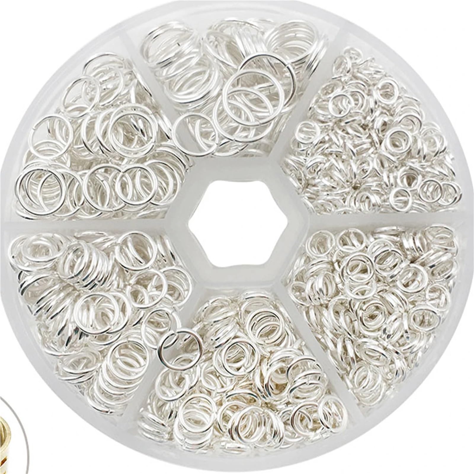 Biegeringe für Schmuckherstellung, 6 Boxen, offene Binderinge, Splitverbinder, Eisenring für DIY-Schmuckherstellung (4 mm, 6 mm, 8 mm, 10 mm) (Mix)