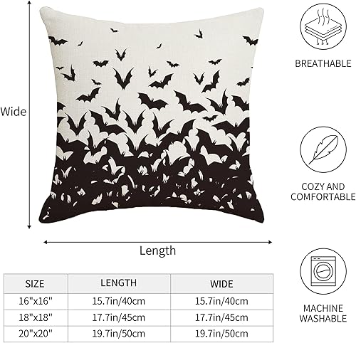 Miniatura 6 de Juego de 2 fundas de almohada de Halloween de 16 x 16 pulgadas, diseño de calabaza, fantasma, estrellas, para exteriores, para el hogar, sofá, casa