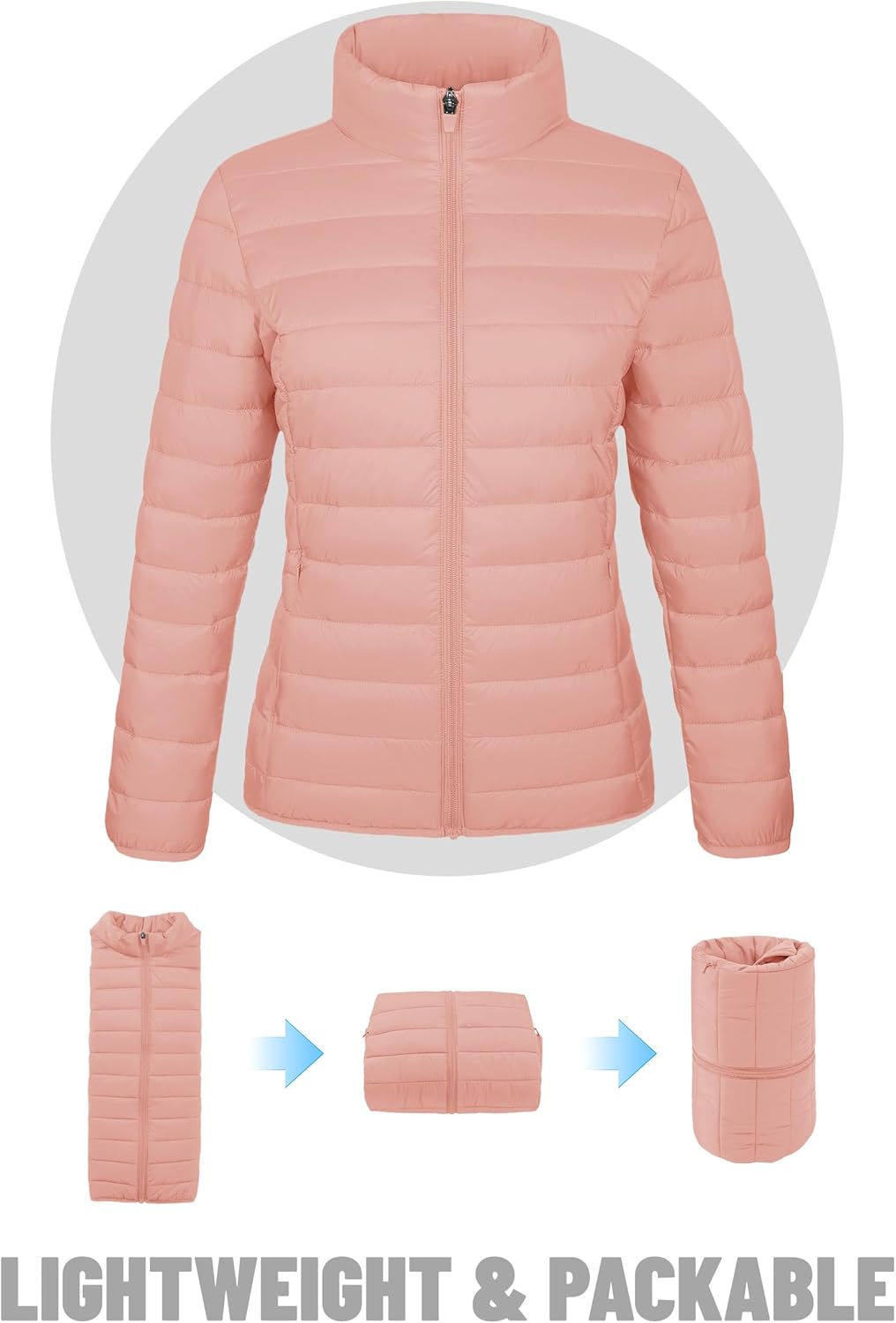 TACVASEN Women's Puffer Jackets Quilted Packable Puffy Coats Lightweight Winter Warm Zip Up Down Jacket Stand Collar - Image 3