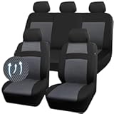 3D Air Mesh Seat Cover Full Sets&comma; Charcoal Car Seat Cover with 5mm Composite Sponge Inside&comma;Airbag Compatible Universal Fit for SUV&comma;Vans&comma;sedans&comma; Trucks&comma; Automotive Interior Covers&lpar;Black Gray&rpar;