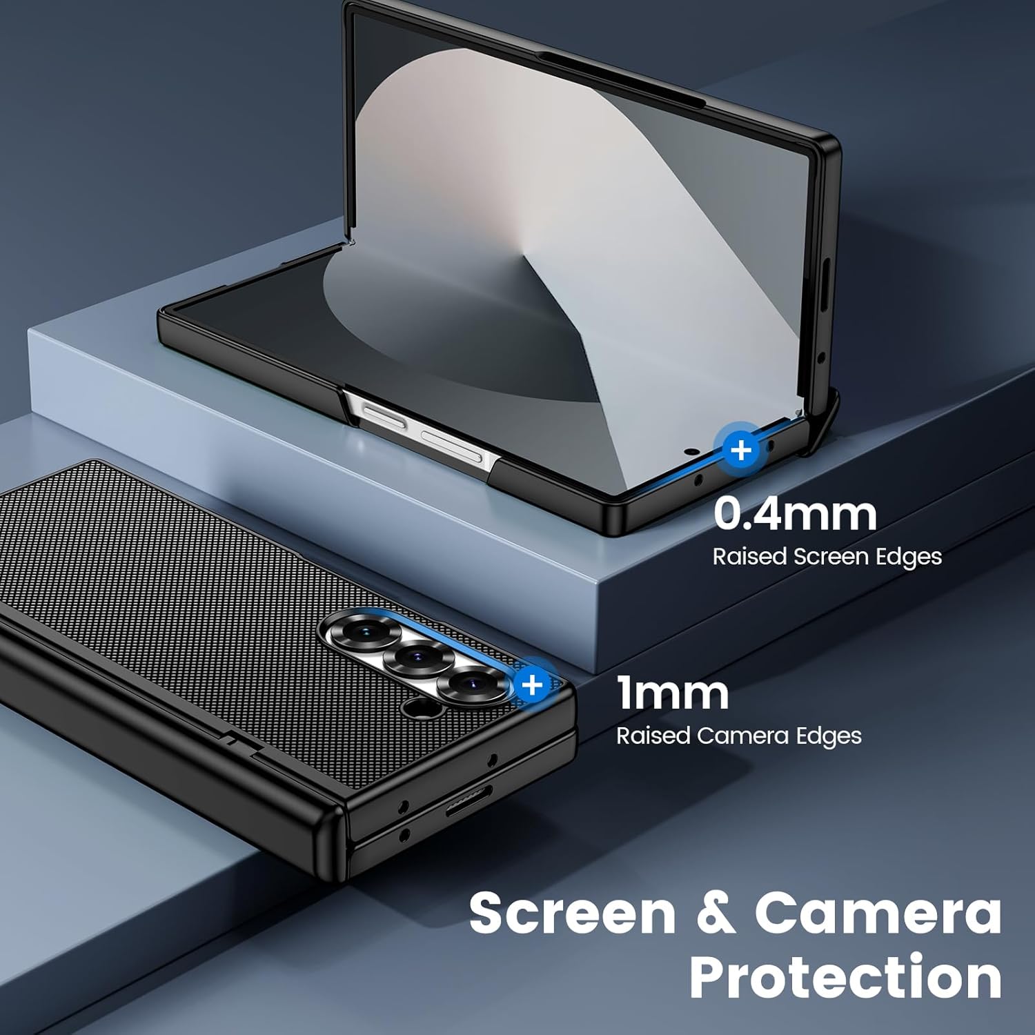 VEGO for Galaxy-Z-Fold-6 Case, Z Fold 6 Case with Built-in Privacy Screen Protector & Hinge Protection, Support Wireless Charging Slim PU Leather Protective Cover for Samsung Galaxy Z Fold 6 - Black