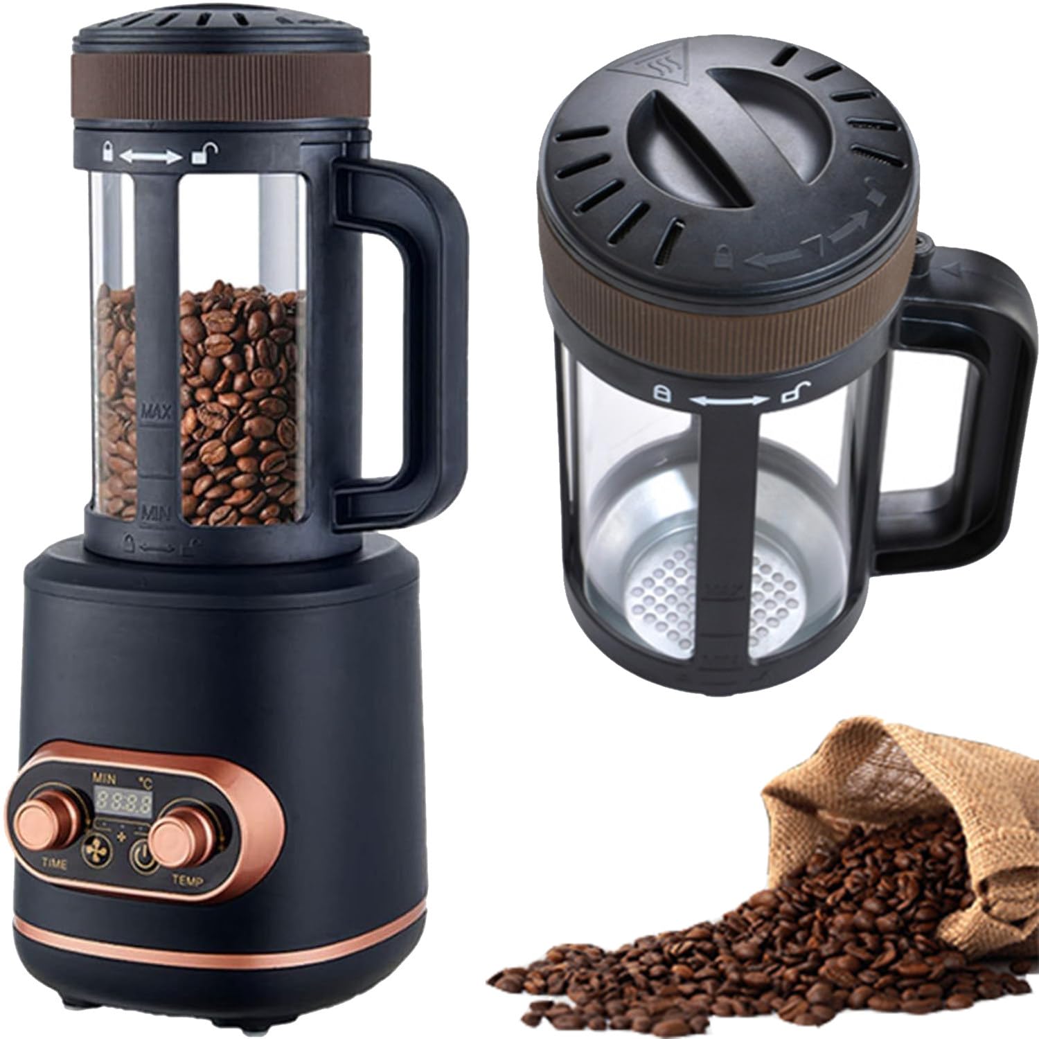 Tostatrice per Chicchi Di Caffè Da 2200 W, Temperatura Massima 240 ℃, Con Manopola Regolabile E Modalità Di Raffreddamento, Raffreddamento Rapido in 5 Minuti, Adatta per La Cottura Del Caffè