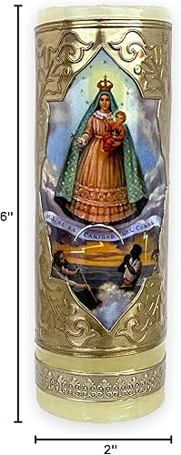 Miniatura 2 de Nuestra Señora de la Caridad Cirio Pascua Vela Pascua Cuaresma Santo Cirio Pascual Virgen Caridad de Cobre 6" x 2" Vela