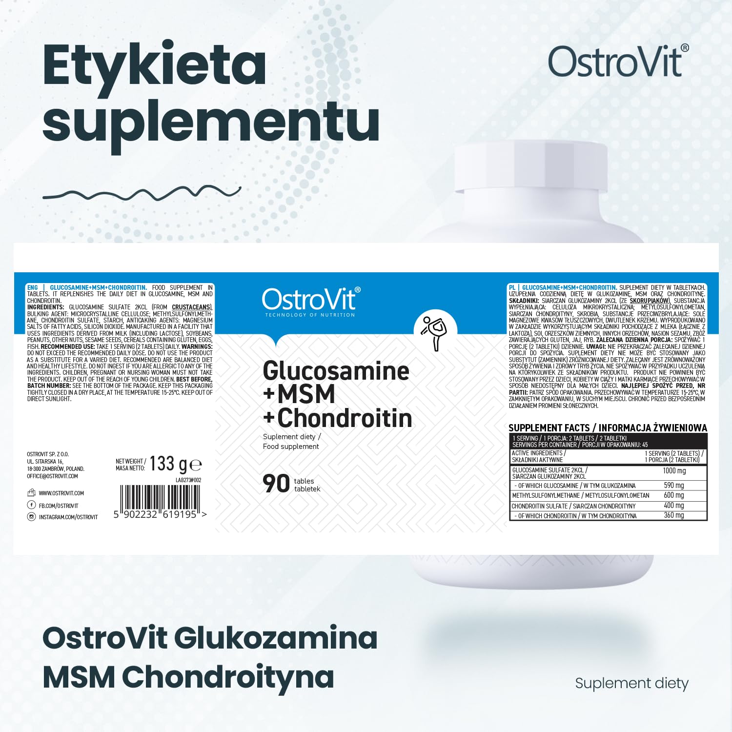 Glucosamine + MSM + Chondroïtine (90 tabletten)